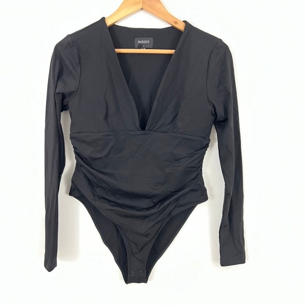 Bardot Bodysuit Long Sleeve V Neck Plunge Women Size L/XL